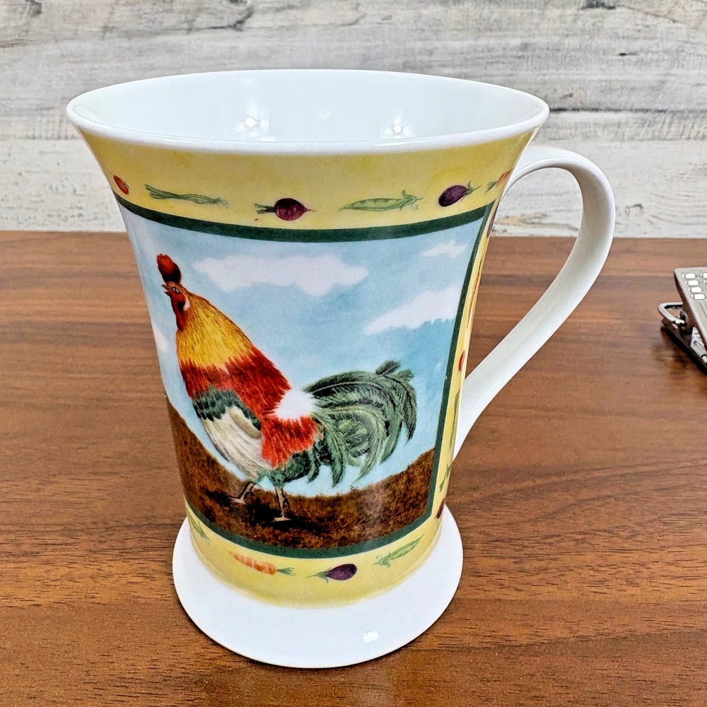 Pimpernel Fine Porcelain Mug Made in England Rooster and‎ Cow Footed Bottom